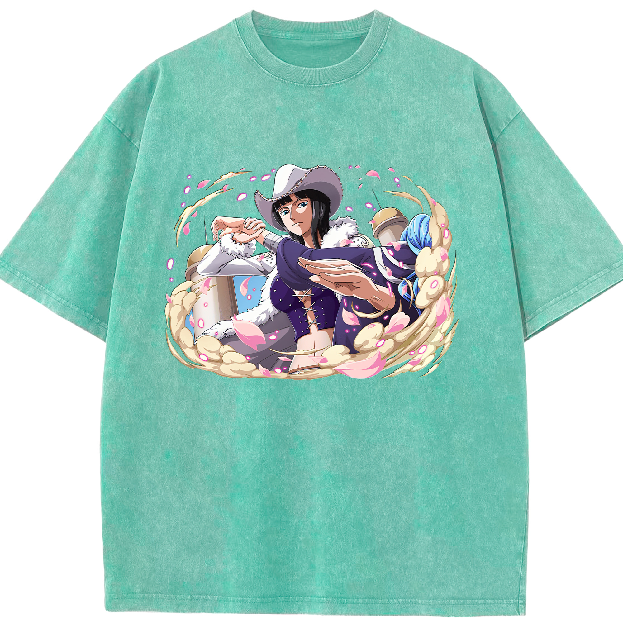 ワンピース ニコ・ロビン ONE PIECE Nico Robin 綿100% ヴィンテージ風 半袖Tシャツ（フロントプリント）